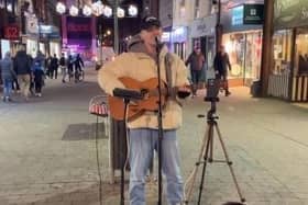 A video of street busker Zak Williams performing in Horsham has gone viral after it was posted on social media. Photo and video courtesy of Visit Horsham. To watch the full video see https://www.visithorsham.co.uk/zak