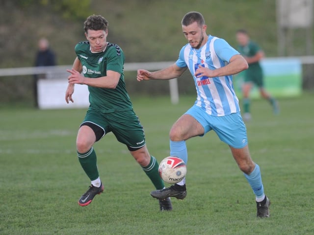 Action from Worthing United's 2-1 home loss to Forest Row in the SCFL division one