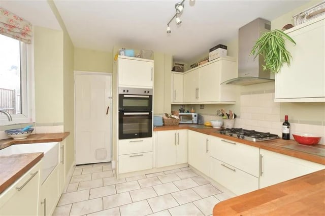 This three bed terrace house in Langford Road, Copnor, is available from £178,500 - but only if you are over 60. It is listed on Zoopla by Homewise Ltd.