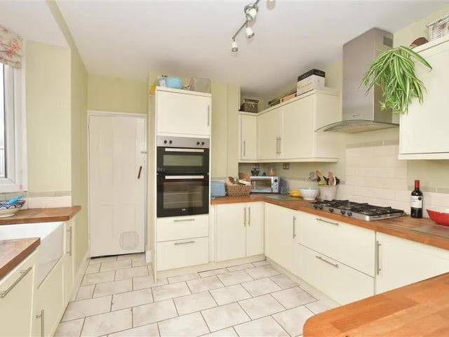 This three bed terrace house in Langford Road, Copnor, is available from £178,500 - but only if you are over 60. It is listed on Zoopla by Homewise Ltd.