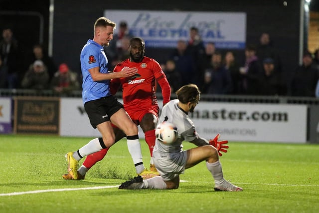 Action from Worthing FC's 4-2 FA Trophy win at home to Weymouth
