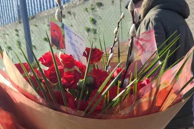 The flowers presented to Keith's brothers by Worthing FC, who also staged a minute's silence | Picture supplied by Wick FC