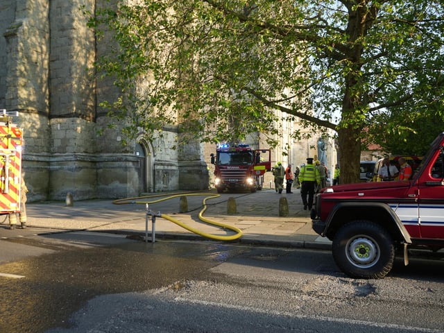 15 photos: smoke rising from West Sussex Cathedral and fire engines, ambulances and police on scene
