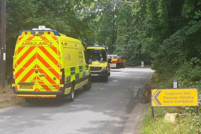 Emergency services at the scene on Saturday. Picture by Laurence Baker