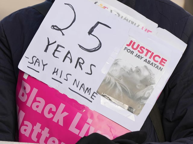 Jay Abatan's family and friends held the vigil outside Brighton police station on Sunday, January 28, 2024