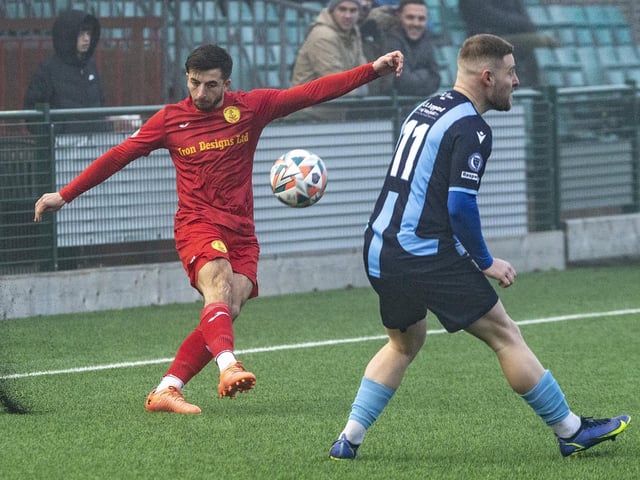 Action from a fog-hit Newhaven v Crowborough clash at Fort Road