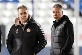 Crawkey Town boss Scott Lindsey and Peterborough United manager Darren Ferguson on Wednesday night. Picture: Joe Dent