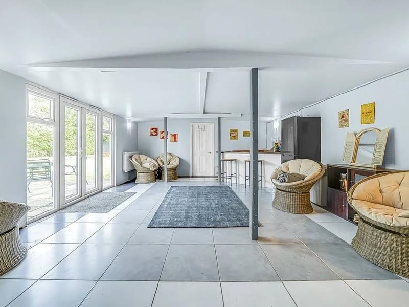 The home has a modern interior and offers versatile living space