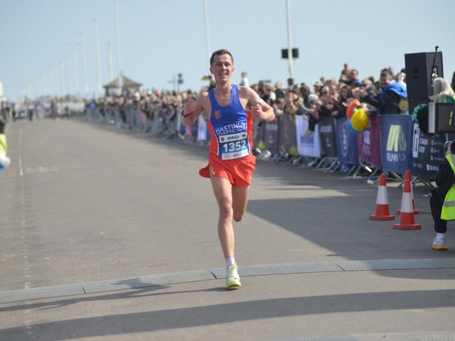 Images from the finish area at the 2026 Hastings Half Marathon