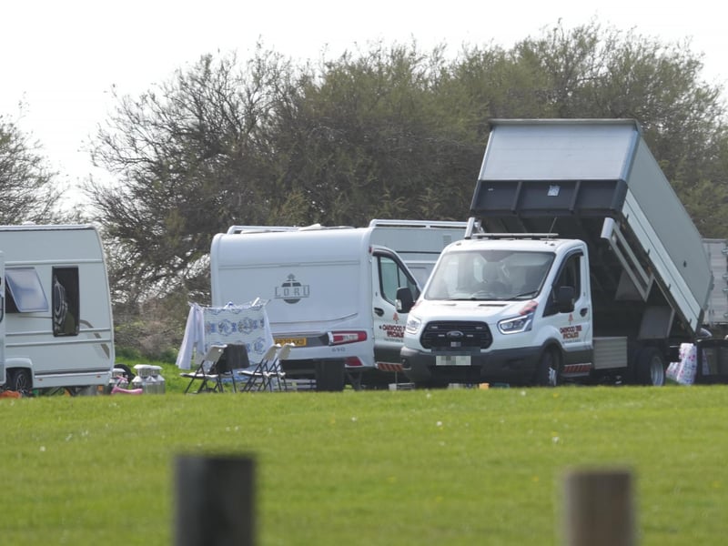 Photos, taken around 3pm on Thursday (April 16), showed that a camp was still at the site.