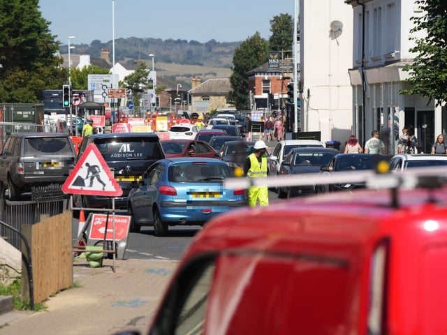 Photos taken on High Street, over the bank holiday weekend, showed heavy traffic in the area, whilst roadworks take place.