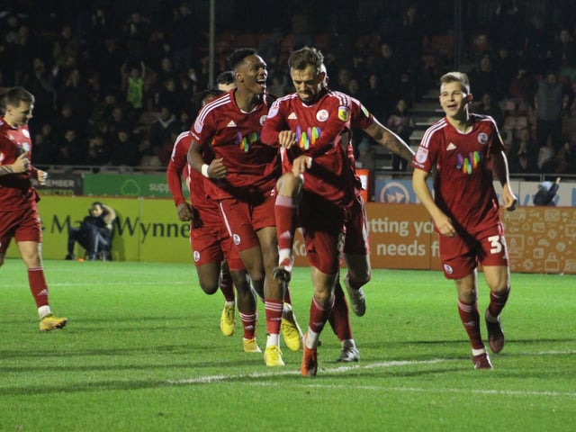 Action from Crawley Town's win over Swindon Town in Matthew Etherington's first game in charge. Picture by Cory Pickford