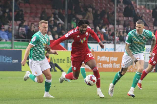 James Balagizi was back in action against Swindon Town on Saturday. Picture by Cory Pickford
