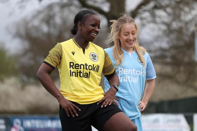 Crawley Wasps players show off the new sponsor on their kit