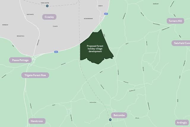 Councillors are to consider formally objecting to plans to build a 553-acre Centre Parcs holiday village on the outskirts of Crawley. Image: Centre Parcs