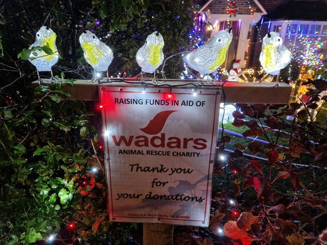 John Wollaston Landscapes and Property Maintenance's animal-themed Christmas lights display has returned for the fourth year running to raise money for Wadars Animal Rescue Charity