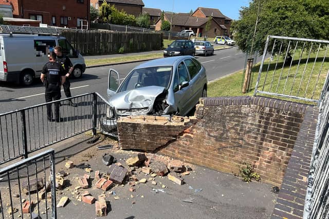 The collision in Larkspur Drive, Eastbourne