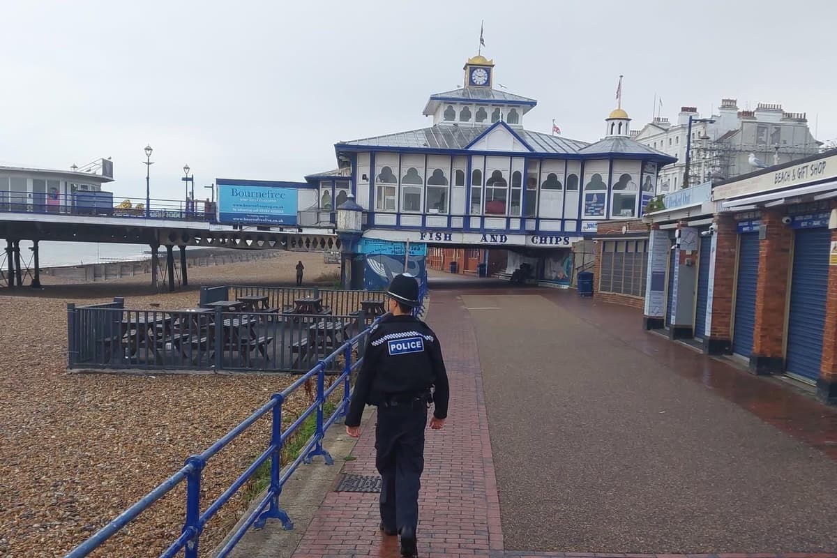 Police conduct patrols along Eastbourne Pier and Bandstand areas