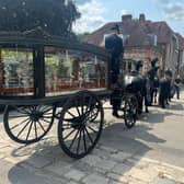 The funeral procession of Susan, Duchess of Richmond and Gordon. Photo: Eddie Mitchell.