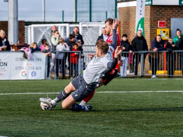 Action from Eastbourne Borough's 2-0 Ntional League South win against Slough Town at Priory Lane