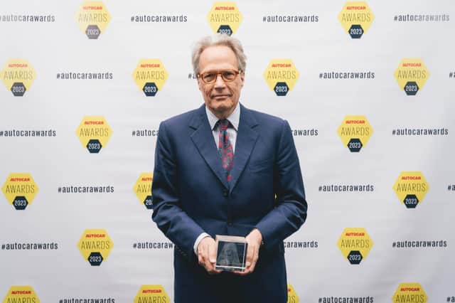 The Duke of Richmond receives the Issigonis Trophy at the Autocar Awards 2023.