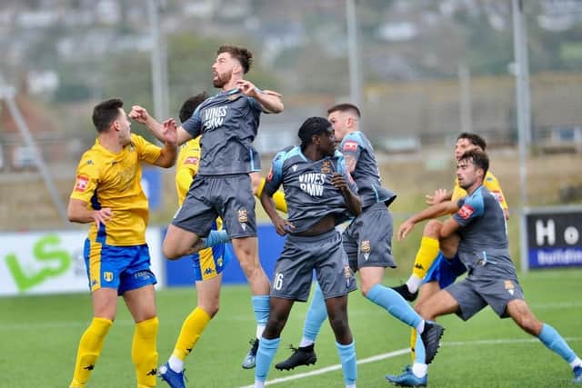 Action from Three Bridges's trip to Lancing. Picture: Stephen Goodger