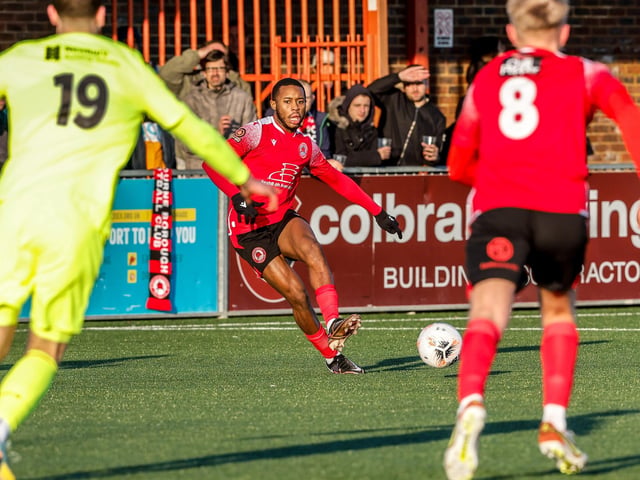 Action from Eastbourne Borough's win over Hungerford Town in the National League South