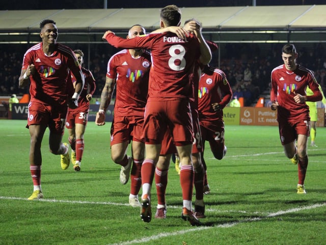 Action from Crawley Town's win over Swindon Town in Matthew Etherington's first game in charge. Picture by Cory Pickford
