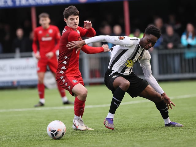 Action from Worthing's superb 3-0 win at home to Dartford in the National League South at Woodside Road