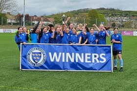 Worthing United U14 Girls with the cup | Picture supplied by WUFC Youth