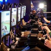 Students taking part in Esports racing league competiton at Williams HQ