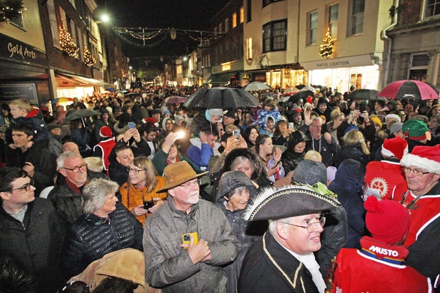 The crowds turned out for the Christmas lights switch on