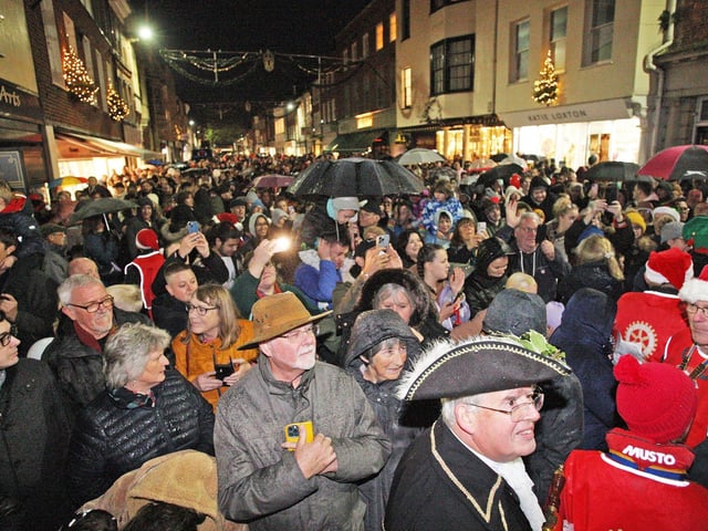 The crowds turned out for the Christmas lights switch on