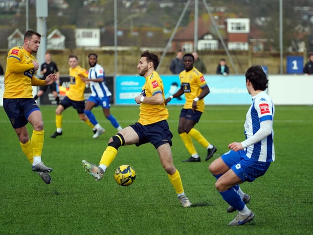 Action from Haywards Heath Town's 3-2 Isthmian south east division win at Lancing