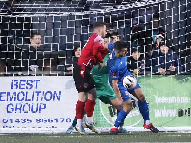 Action from Worthing's 2-0 National South win at Eastbourne Borough