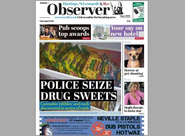Today's front page of the Hastings, St Leonards and Rye Observer