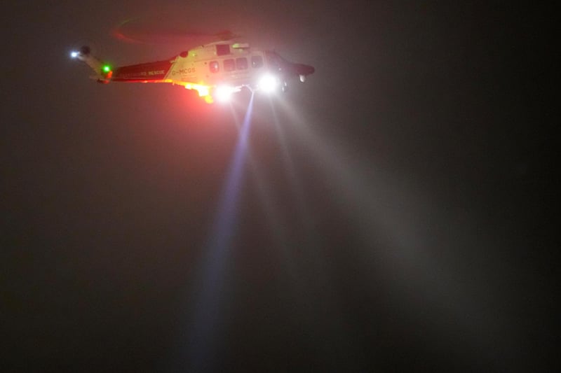A Coastguard helicopter was filmed conducting a search off the coast in Brighton amid an emergency call-out overnight.