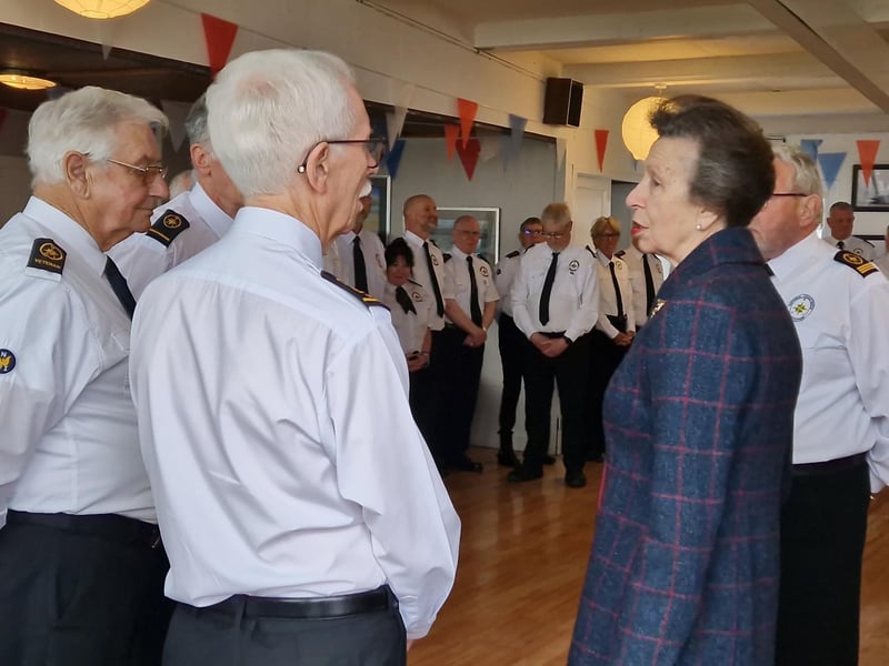 The Princess Royal chatting with watchkeepers at Shoreham Sailing Club