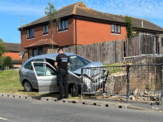The collision in Larkspur Drive, Eastbourne