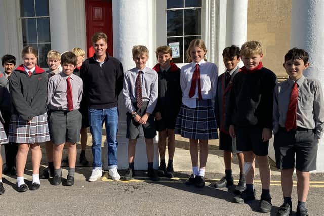 Charlie Tear with pupils at Westbourne House School | Picture supplied by WHS