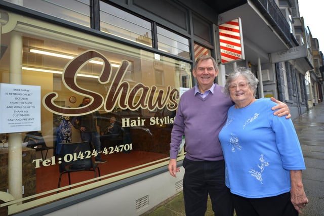Shaw's hairdressers, Norman Road, St Leonards, is closing its doors after 78 years of trading. Pictured: Michael and Sue Shaw.