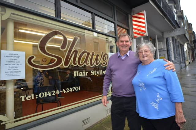 Shaw's hairdressers, Norman Road, St Leonards, is closing its doors after 78 years of trading. Pictured: Michael and Sue Shaw.