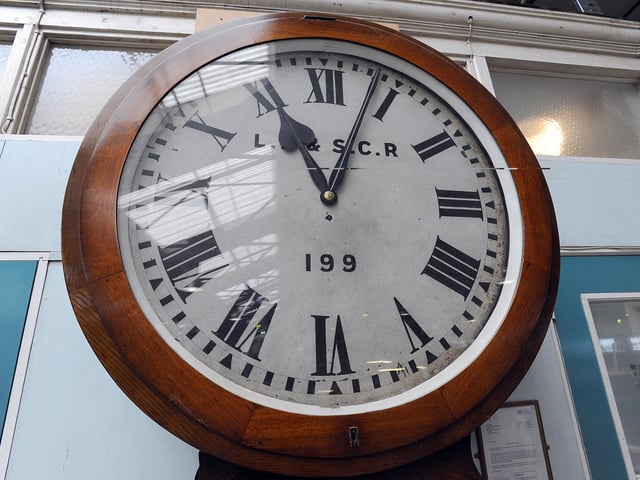 The original Lancing Carriage Works clock from the days of London, Brighton and South Coast Railway