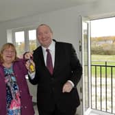Cllr Michael Jones and Cllr Sandra Buck at Newell House, Forge Wood (Pic by Jon Rigby)