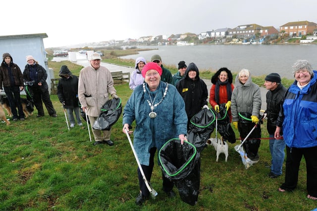 Spring clean in 2010 with Brenda Collard, chairman of Adur District Council, and other volunteers