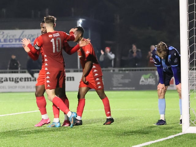 Action from Worthing FC's 6-2 Sussex Senior Cup win over Crowborough Athletic at Woodside Road