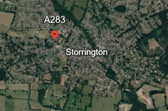 According to traffic sources, A283 Storrington Road was partially blocked, on Wednesday morning (September 9). Photo: Google Earth