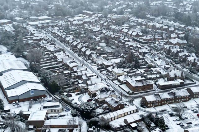 Haywards Heath seen from above during the big freeze in Mid Sussex