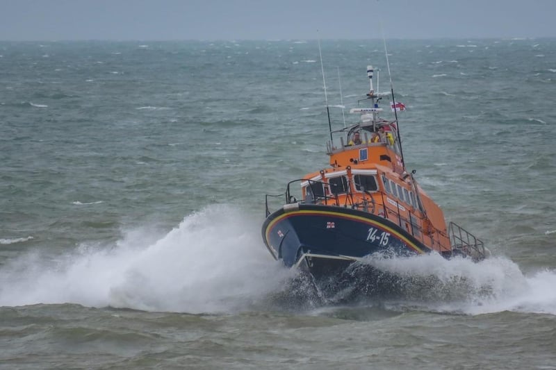 Eastbourne Lifeboat at Hastings on Monday. Pic by Brian Bailey