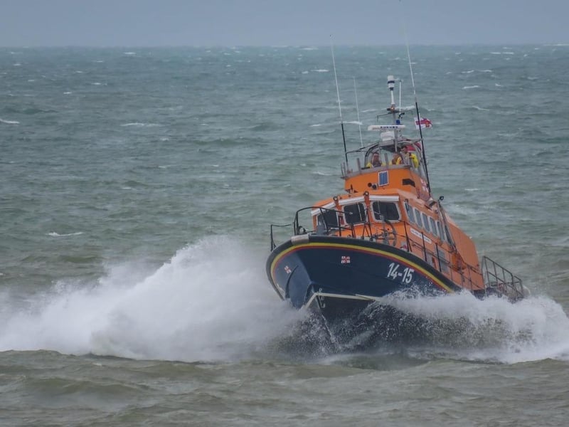 Eastbourne Lifeboat at Hastings on Monday. Pic by Brian Bailey